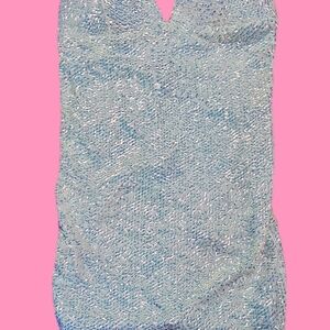 Fashion Nova Blue Sequin Midi Dress